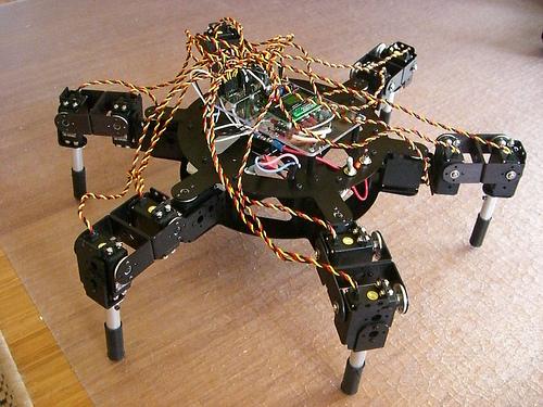 This is a simple and efficient design of a hexapod but not suitable for the RoboCup challenge. and achieving the same walking speeds in all directions [7] which is needed for the RoboCup robot.