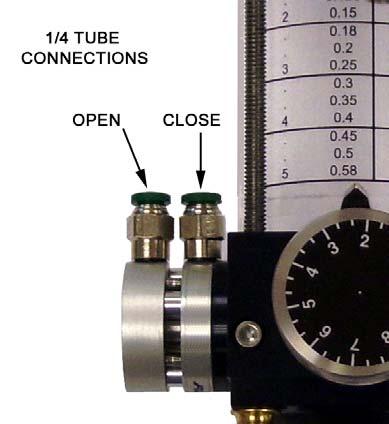AccuStream Cutting Systems 3 2.2 Connecting the Metering Regulator Items needed: Requires: 60-80 psig incoming compressed air. 3/8 OD x 1/4 Polyurethane tubing.