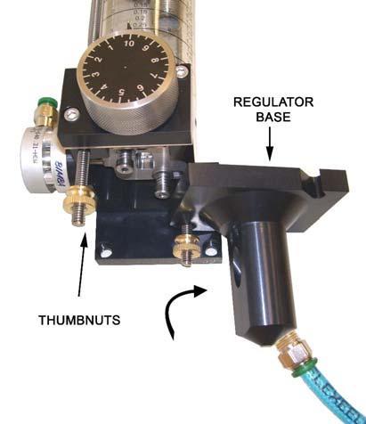 Make sure there is at least the minimum of abrasive feed elevation going into the top of the regulator and that there is a ½ elbow on the top inlet of the regulator.