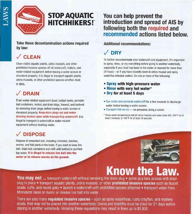 AQUATIC INVASIVE SPECIES STATE REGULATED HELP PREVENT THE INTRODUCTION AND SPREAD OF AIS Learn how to protect Minnesota waters from zebra mussels and other
