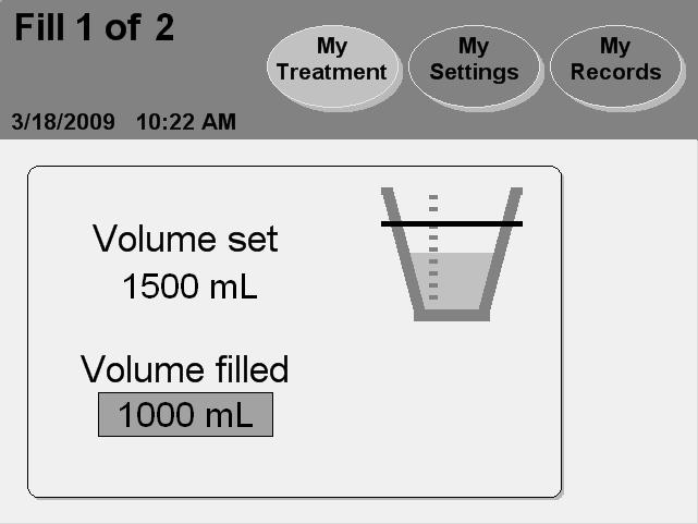 Exchange: Fill1 Volume set Filling Volume filled Note: The values shown here are for example only.