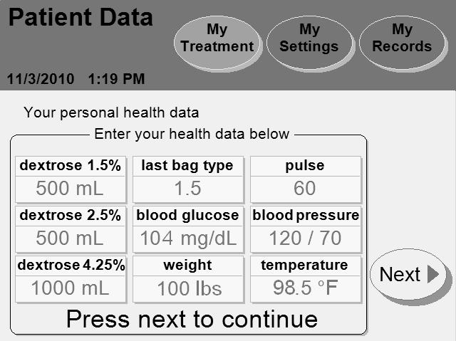 Entering Your Personal Health Data 3 4 5 Note: The values shown here are for example only.