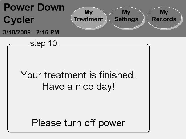Power Down Cycler view your health and treatment