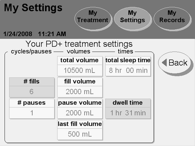 PD+: Treatment-Based Settings 5 6 7 8 Note: The values shown here are for example only.