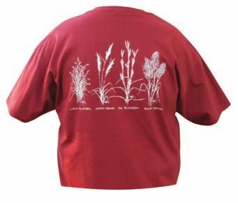 00 Kansas Flint Hills T-Shirt Kansas Flint Hills on front chest with Flint Hills 4 major grasses on back.