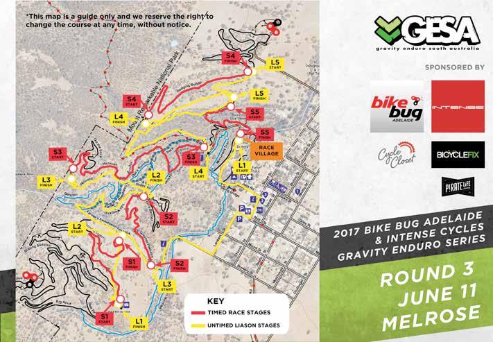 For more info contact GESA direct on Facebook @GravityEnduroSA or gravityendurosouthaustralia@gmail.com Gravity Enduro course is comprised of timed descending stages (marked in red).