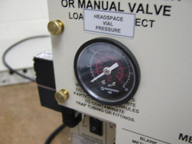 As you push the calibration gas into the vial you should see the vial pressure increase.