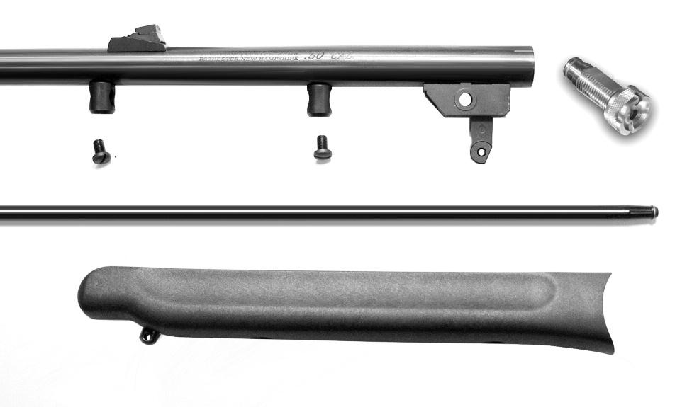 This assembly is held together by several screws and pins; the butt stock is held to the receiver by a draw bolt from the back and by the barrel hinge pin and its corresponding screw in the front