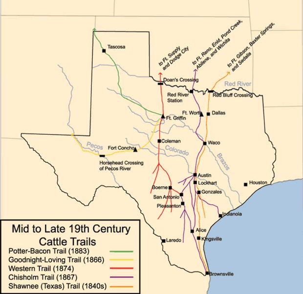 Read about the legendary Chisholm Trail and others Click on the shapes (cattle) to find out more Click on the shapes (cattle) Goodnight-Loving, Western and