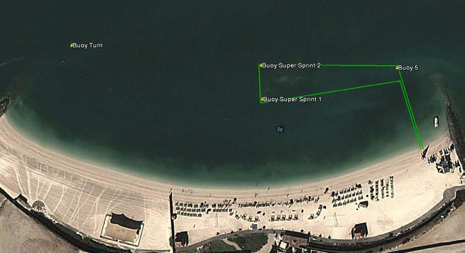 Super Sprint: Beach start and swim out to a single