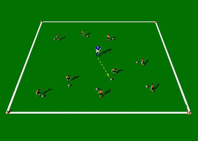 Week Eight Drill One Crabby Patties Objective of the Practice: This practice is designed to improve ball control by having players control the ball and turn, as it is moving away from them.