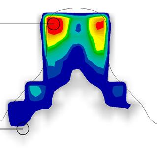 A good pressure map should have minimal red areas. TRADITIONAL TRI SADDLE Pressure mapping results of a rider in a triathlon position. Red areas indicate very high pressure.