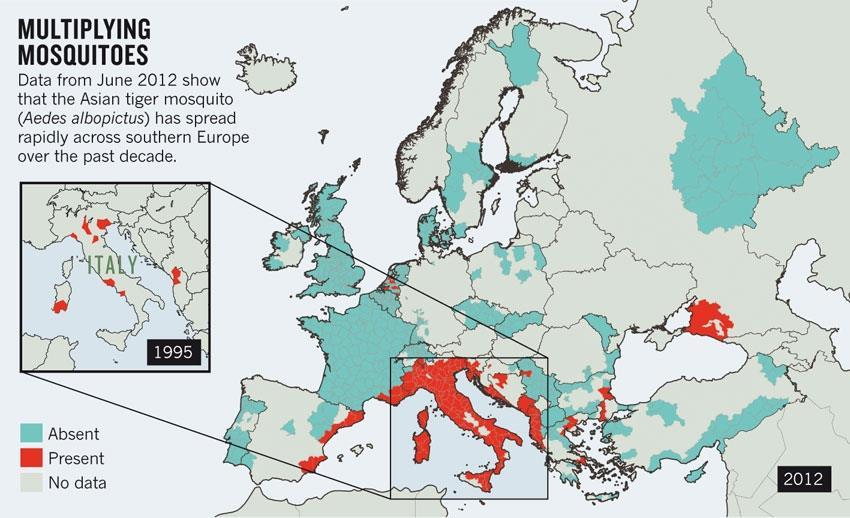 Aasia tiigersääse (Aedes albopictus) levik Euroopas A.