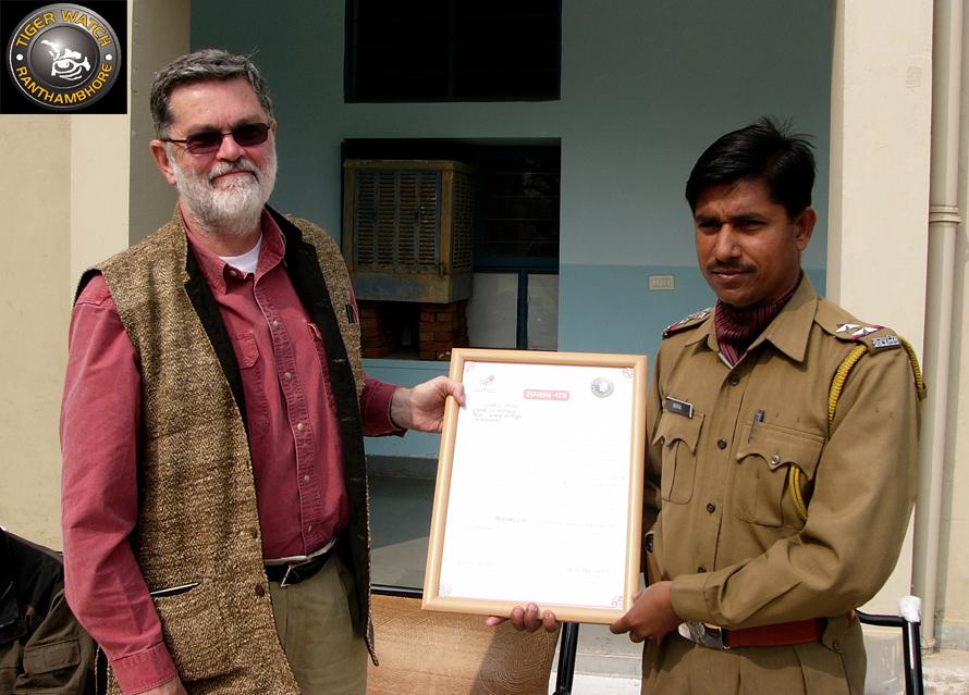 4. Mr. Alok Gautam, SHO- Police department. Geoffrey C. Ward awarding SHO Alok Gautam Mr. Alok Gautam played an important role in the anti-poaching raid in Gangapur area in July 2007.