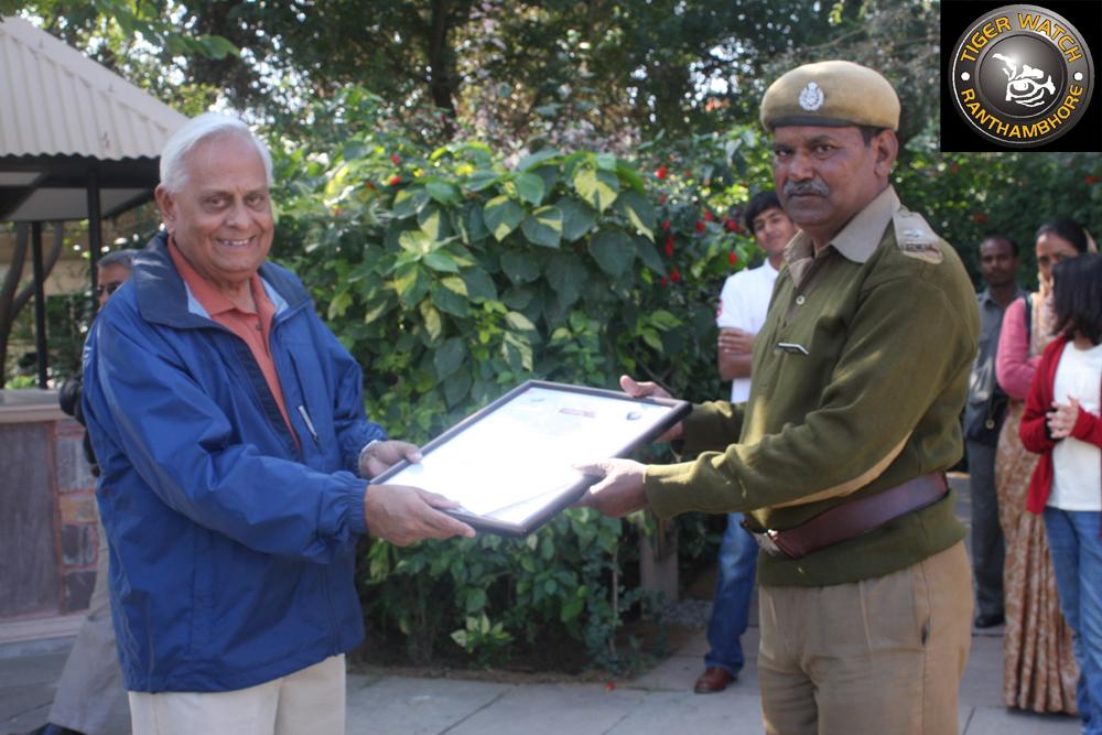 6. Mr. Sudarshan Sharma, Forest Guard. Eminent Social Worker Manvendra Singh Awarding Sudarshan Sharma Mr.