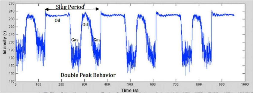 1 Double and single peak pattern Two behaviors were observed for the DWH riser flow output.