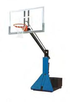 Includes a large 36" x 60" tempered glass backboard and a heavy-duty competition breakaway rim. Safety padding is available in 16 standard colors (see page 14).