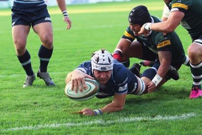 The visit of Richmond to Goldington Road saw the Blues running in six tries - including a Tapley hat-trick - during a 34-14 victory.