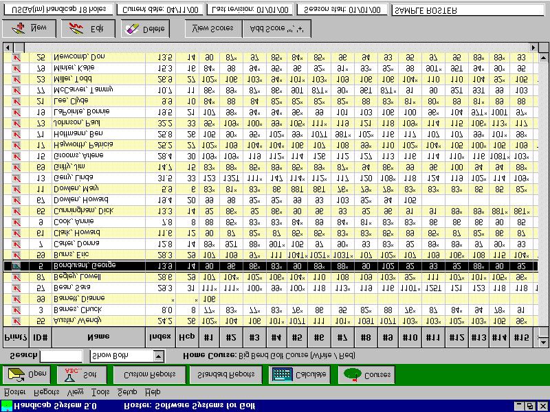 Overview The Handicap System The following is a sample HANDICAP SYSTEM screen: HS behaves like most Windows programs.