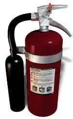 CO2 or Dry Chemical Carbon Dioxide Extinguishers This type of extinguisher is filled with Carbon Dioxide (C02), a nonflammable gas under extreme pressure.