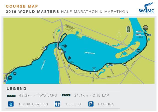MARATHON & HALF MARATHON ESSENTIAL GUIDE The countdown to the Perth 2016 World Masters Marathon and Half Marathon is underway and we are super excited to be hosting this amazing event!