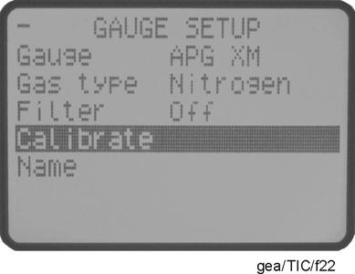 Menu option Calibrate Table 20 - Setup options APGX Description Allows the user to adjust the APGX at atmosphere and vacuum.