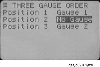 Operation Figure 29 - Gauge order setup The user can set up different ordering, to show three gauges or one gauge.