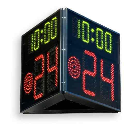 Size and weight: 70.5x60x62cm, 29kg FS-24s-4 (art.258-4) 4-sided display 24/30 second shot clock.