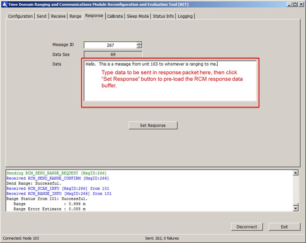 RCM RET User Guide 14 Fig. 8: Response Tab allows user to initialize response data buffer 10.