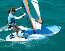 intermediate level windsurfing: use of footstraps, harness and gybing. The Nova 165 has the same excellent planing as the Techno 160 and rounded rails for easy gybe initiation.