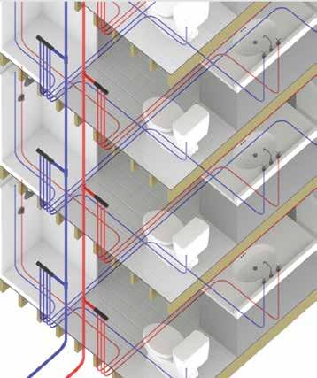 Multi-family unit layout 82% fewer fittings 76% fewer connections 61% less material cost Less volume to fixture; decreased hot water delivery time COMMERICAL PLUMBING HYDRONIC PIPING Hospitality