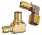 PEX plumbing systems ProPEX LF brass elbows ProPEX LF brass elbows make 90-degree connections for directional changes in an Uponor AquaPEX system.