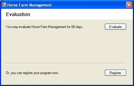 QUICK START GUIDE Starting the Program for the First Time Once installed, the program will have installed a desktop icon labeled Launch Horse Farm Management Clicking this button will bring you to
