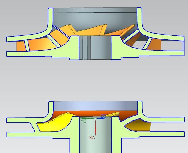 The original impeller therefore was manufactured using two different casting techniques - sand casting as the traditional way to manufacture closed impellers (with two shrouds) and investment casting.