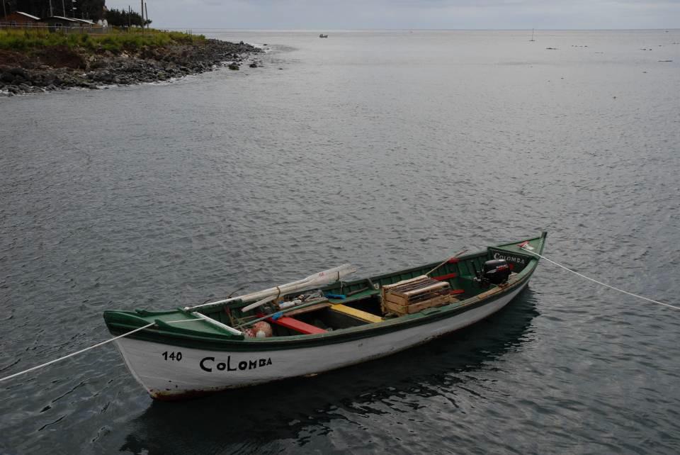 A traditional wooden fishing boat.