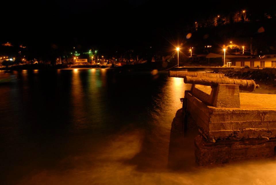 Night view of part of the coastal zone of town,