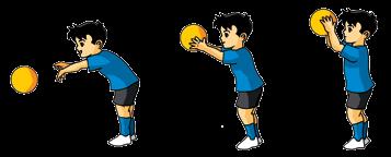 Developmental Phases Initial Feet stationary. Ball is held high near the head with both hands/elbows slightly bent.