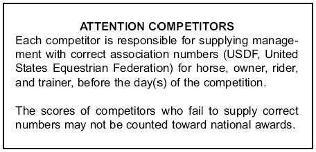 Membership Requirements for USEF-licensed/USDF-recognized Competitions: Owners and riders, including foreign riders and owners who are not residents of the US wishing to participate in a