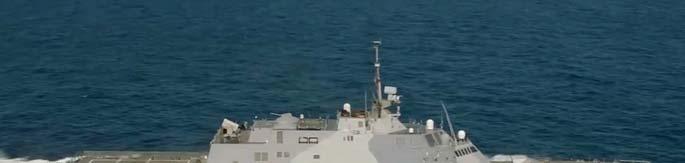 well as two fully automated low caliber gun turrets one deck lever higher and forward about 20 feet from the missile
