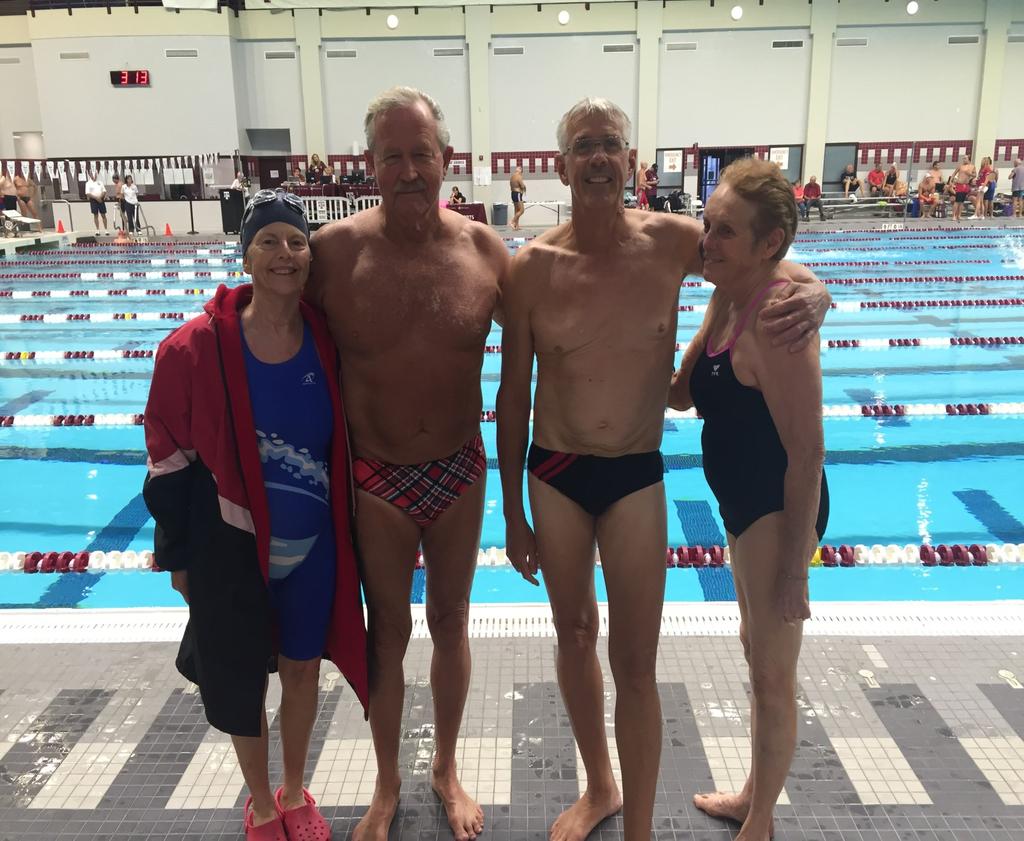 CHAMPIONSHIPS Chair Ellen Hall, A dozen Southern Masters Swimmers competed in thirty events including the 1500M and two relays on June 18 & 19 at the Crawfish Aquatics Vice Chair Rob Cambais, pool.