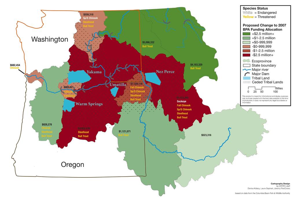 Figure 5: Proposed Budget Reallocation for the Northwest Power and Conservation Council s Fish and Wildlife Program for the 2007-2009 Fiscal Year This map is illustrates the proposed BPA budget