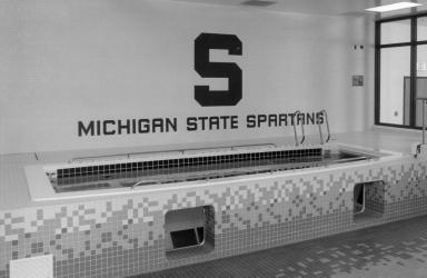 THE FLUME Michigan State swimmers have access to a state-of-the-art flume located in the Duffy Daugherty Football Facility.