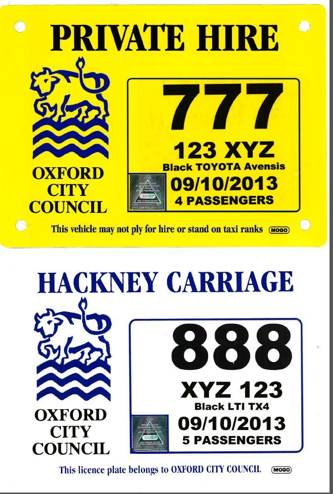 Public Transport & Taxis The yellow plate will be on the back of licensed private hire vehicles.