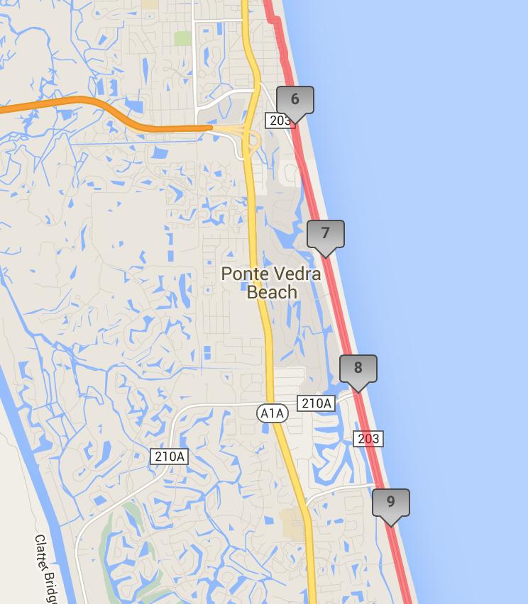 Miles 6-12: Ponte Vedra Turn left on 25 th ave, then right on ocean MINI AID STATION (a) for uncrewed