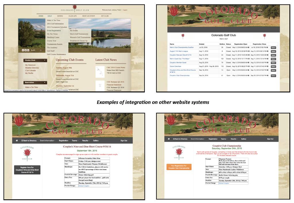 Full Integration with Club Systems USGA TM Club Premium integrates seamlessly with several of the most popular club website systems, such as Clubessential, ForeTees/Flexscape, Jonas and MembersFirst.