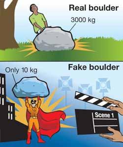 5.1 Density It s impossible for a person to lift real boulders because they re so heavy (Figure 5.1). However, in the movies, superheroes move huge boulders all the time.