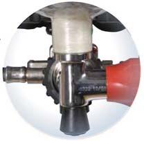 Banjo connector puts the medium-pressure hose closer to the user s chest and avoids the risk of hose becoming hooked.