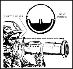 FM 3-23.25 Chapter 4 semicircle of the front sight is a hazy line around the bottom half of the rear sight opening. Position the front sight posts on the target (Figure 4-4).