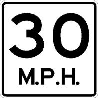 Sample speed limit signs appear below. All speed limits are based on ideal driving conditions. If conditions are hazardous, you must drive slower. Most roadways in the state have posted speed limits.