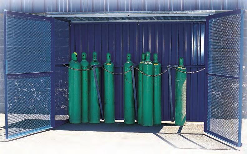 Knock-Down Gas Cylinder Storage Cages Store gas cylinders in an upright and secure position inside a non-combustible